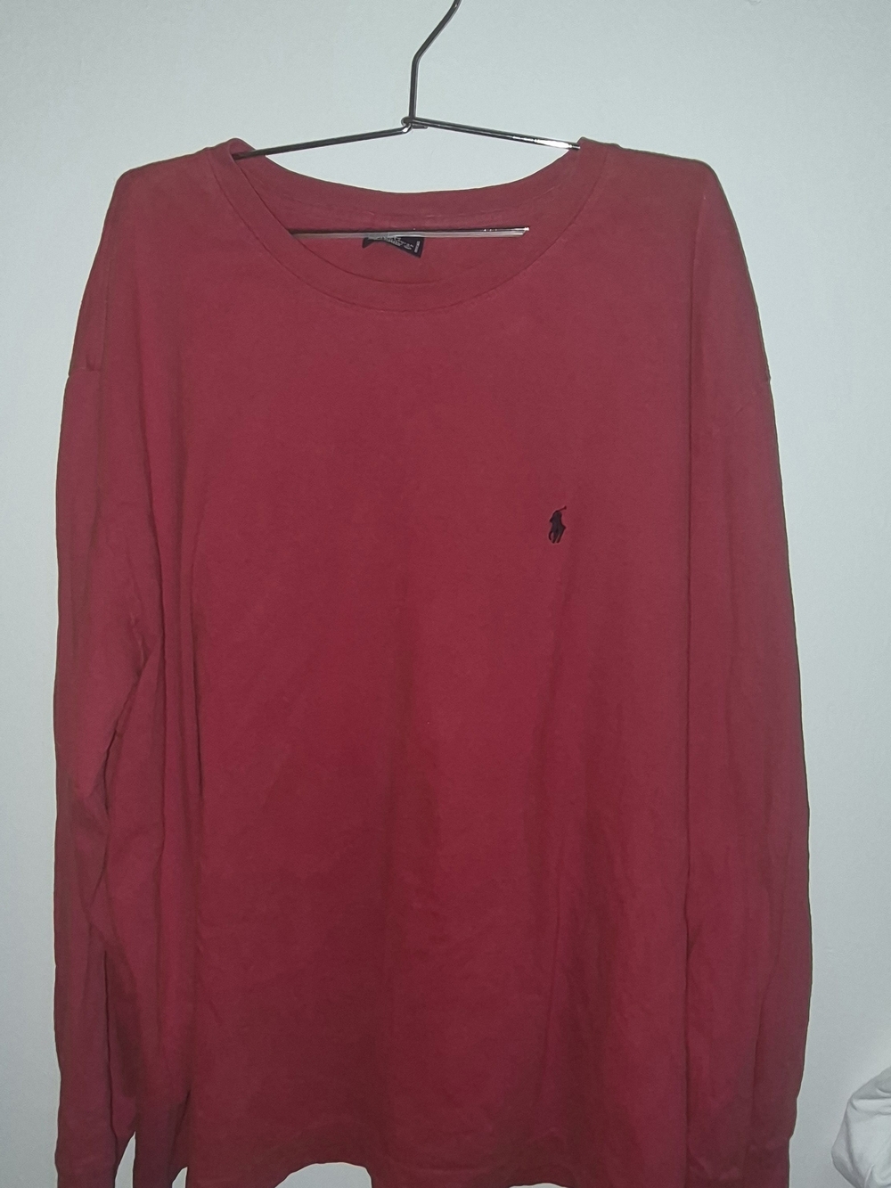 Ralph Lauren Long Sleeve Crewneck Tee in Deep Red with Navy Pony